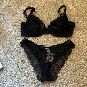BRAND NEW SAVAGEXFENTY Unlined Black Lace Lingerie Set